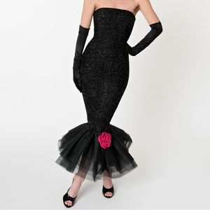 Barbie™ X Unique Vintage Black Solo In The Spotlight Strapless Wiggle Dress - 16